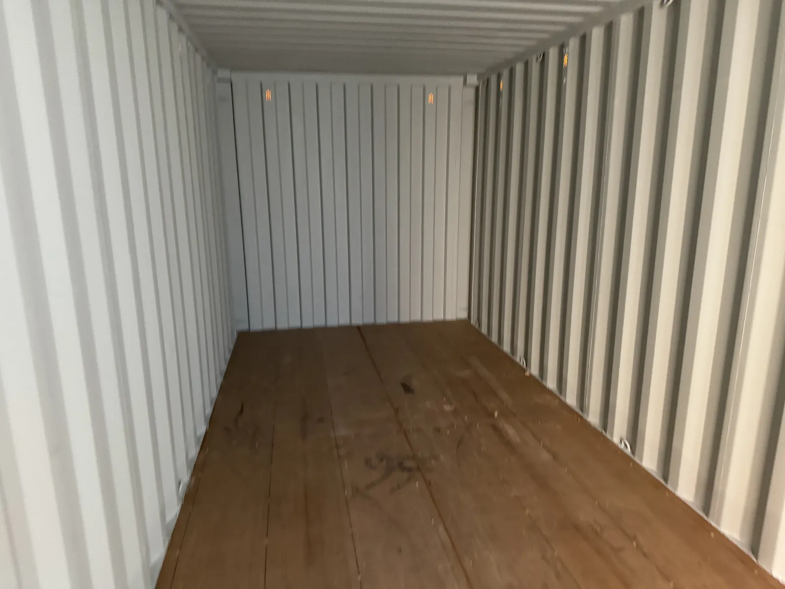 Clean container interior with marine ply floor, checked before delivery